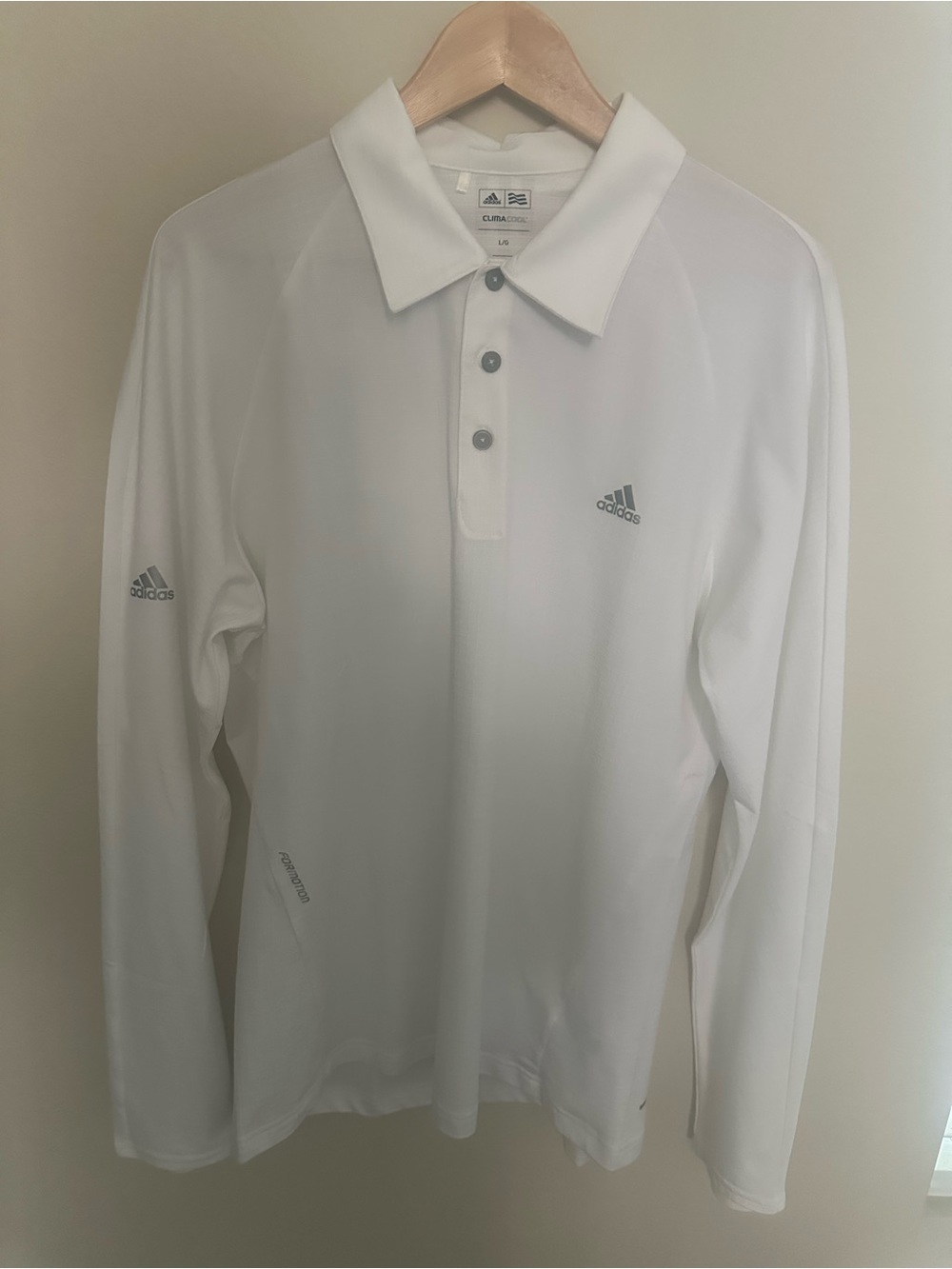 adidas White Men’s Long-Sleeve Polo - Performance Golf Shirt